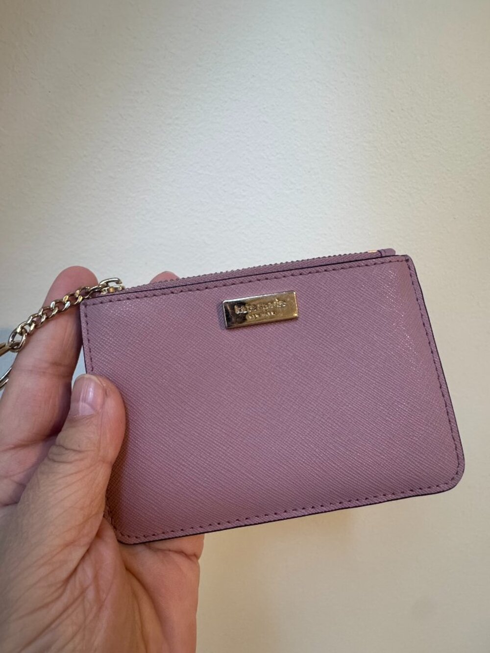 Kate Spade Dusty Pink Card Holder Key Ring – Gold Accent 🔥